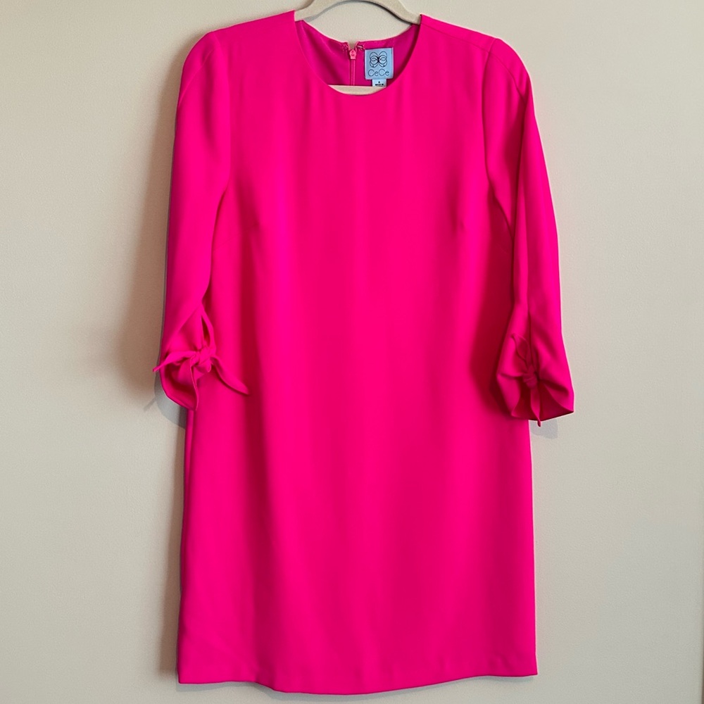 CeCe Vibrant Pink Long Sleeve Dress Women’s Size 6, Small, Cocktail or Career,